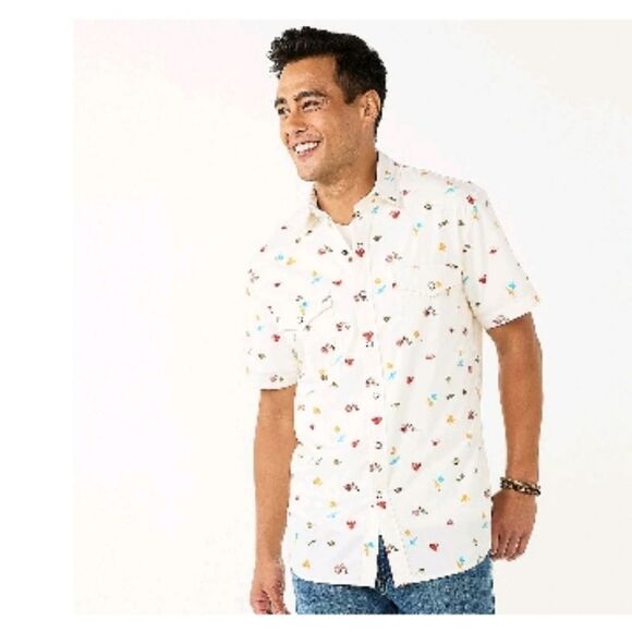 Sonoma Goods For Life Short-Sleeve Perfect Length Button-Down Shirt Size S - Picture 1 of 5